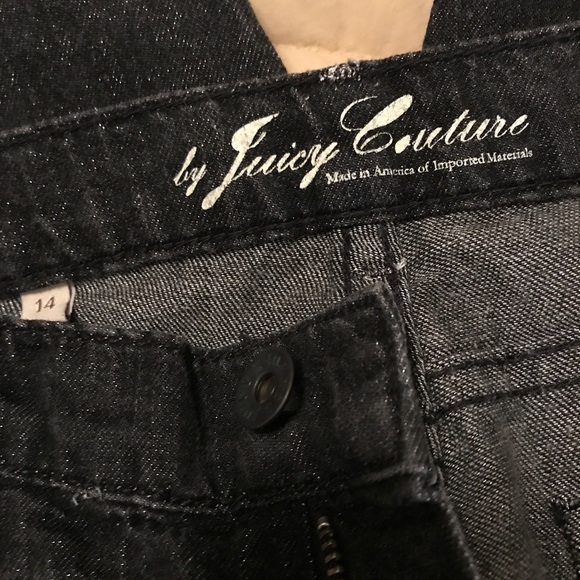 Juicy Couture Girls  Black W/Silver Sparkle Jeans Size 14 - Picture 2 of 8